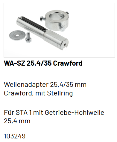 Marantec Wellenadapter Spezial